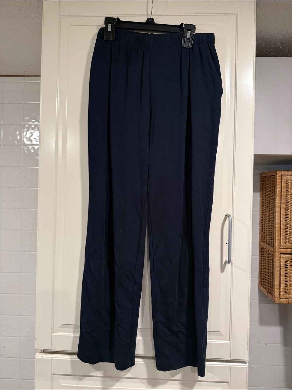 Lands end Navy Elastic-Waist Pants size small 7:28
